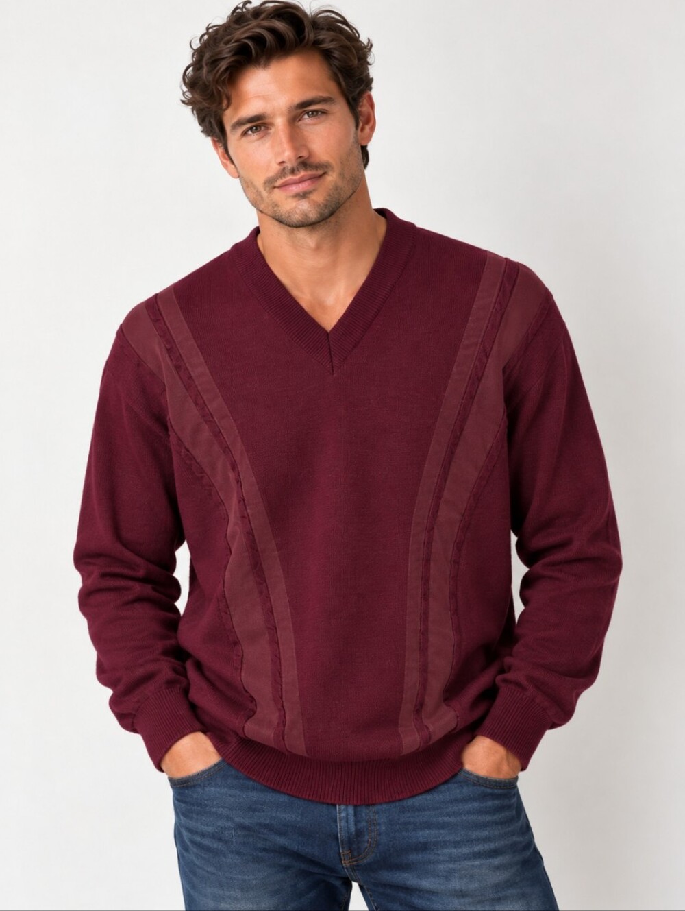 Vintage Giuliano Tricot Men’s Sweater Wool Blend Made in Italy Burgundy XL